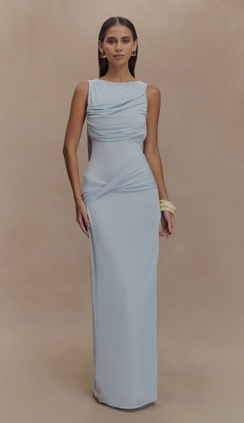 Henley Slinky Drape Maxi Dress