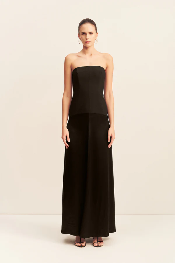 Adri Strapless Panelled Maxi Dress - Black